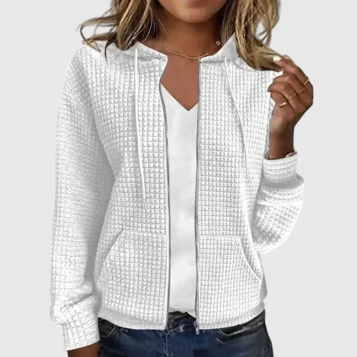 RAINE – WAFFLE TEXTURE ZIP HOODIE