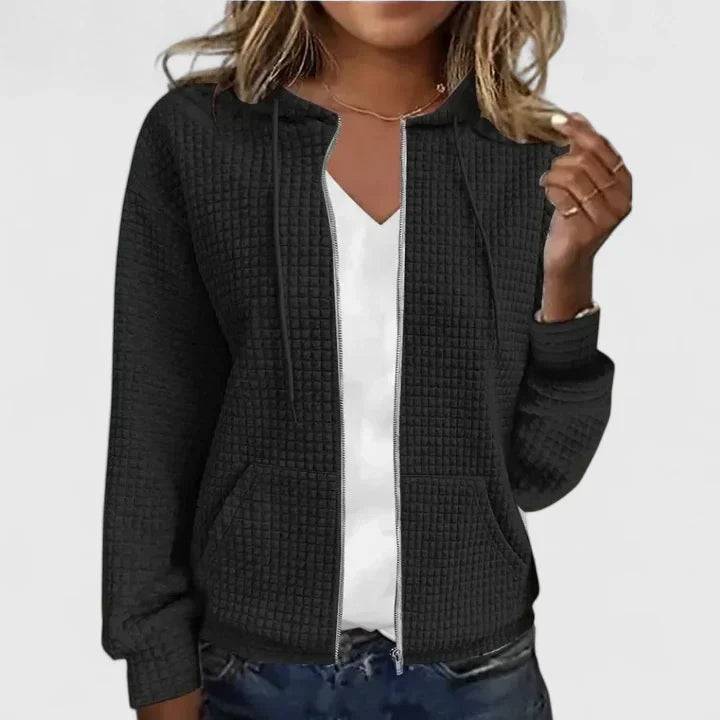 RAINE – WAFFLE TEXTURE ZIP HOODIE