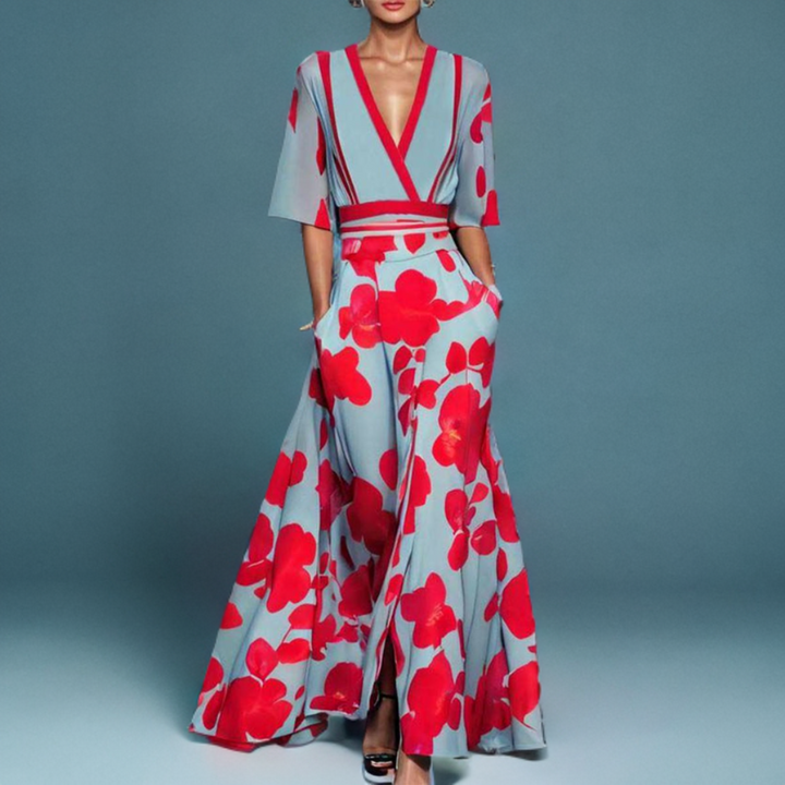 MIRANDA – FLORAL V-NECK MAXI DRESS