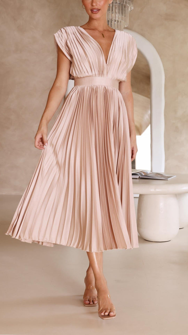 SERENA – ELEGANT PLEATED MAXI DRESS