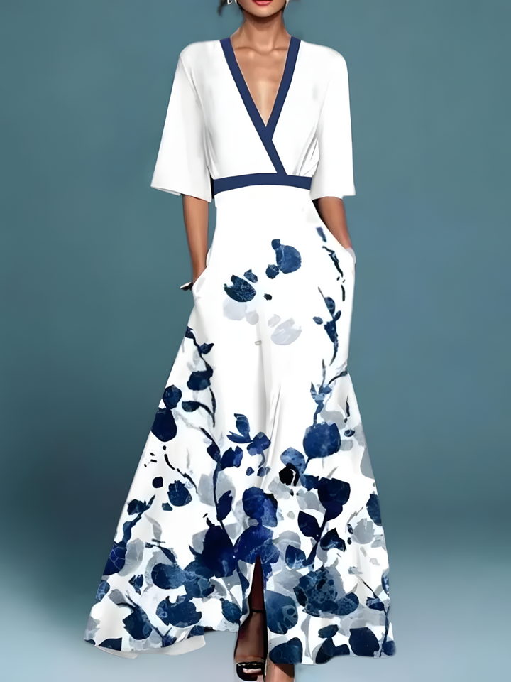 SERENA – BOLD BLOOM WRAP MAXI DRESS