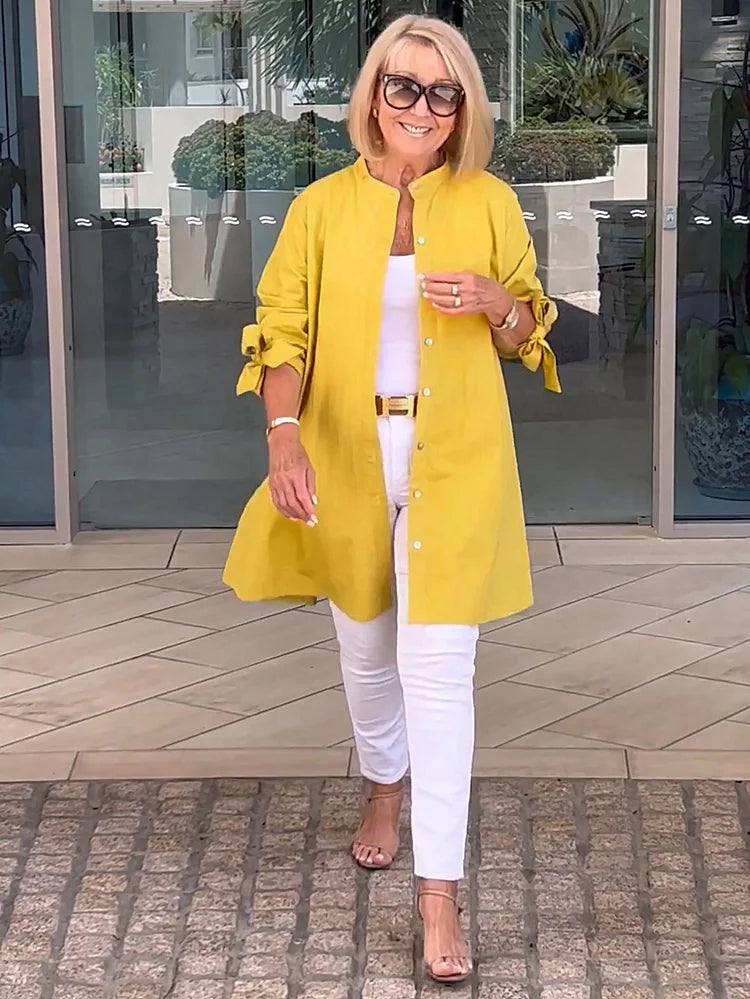 SYLARA – GATHERED BACK COTTON SHIRT JACKET
