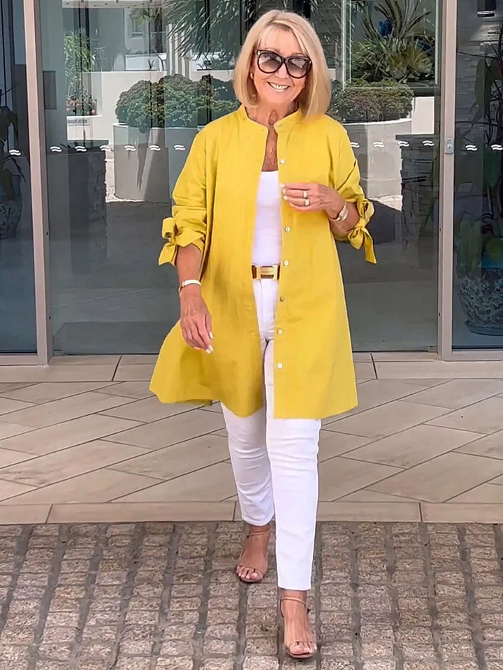 SYLARA – GATHERED BACK COTTON SHIRT JACKET