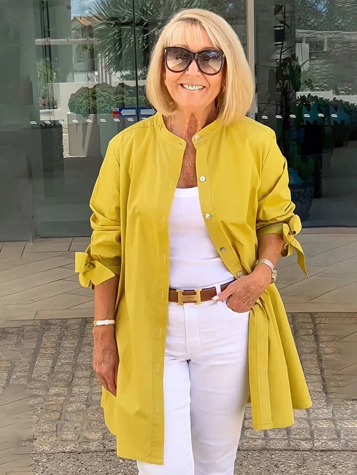 SYLARA – GATHERED BACK COTTON SHIRT JACKET