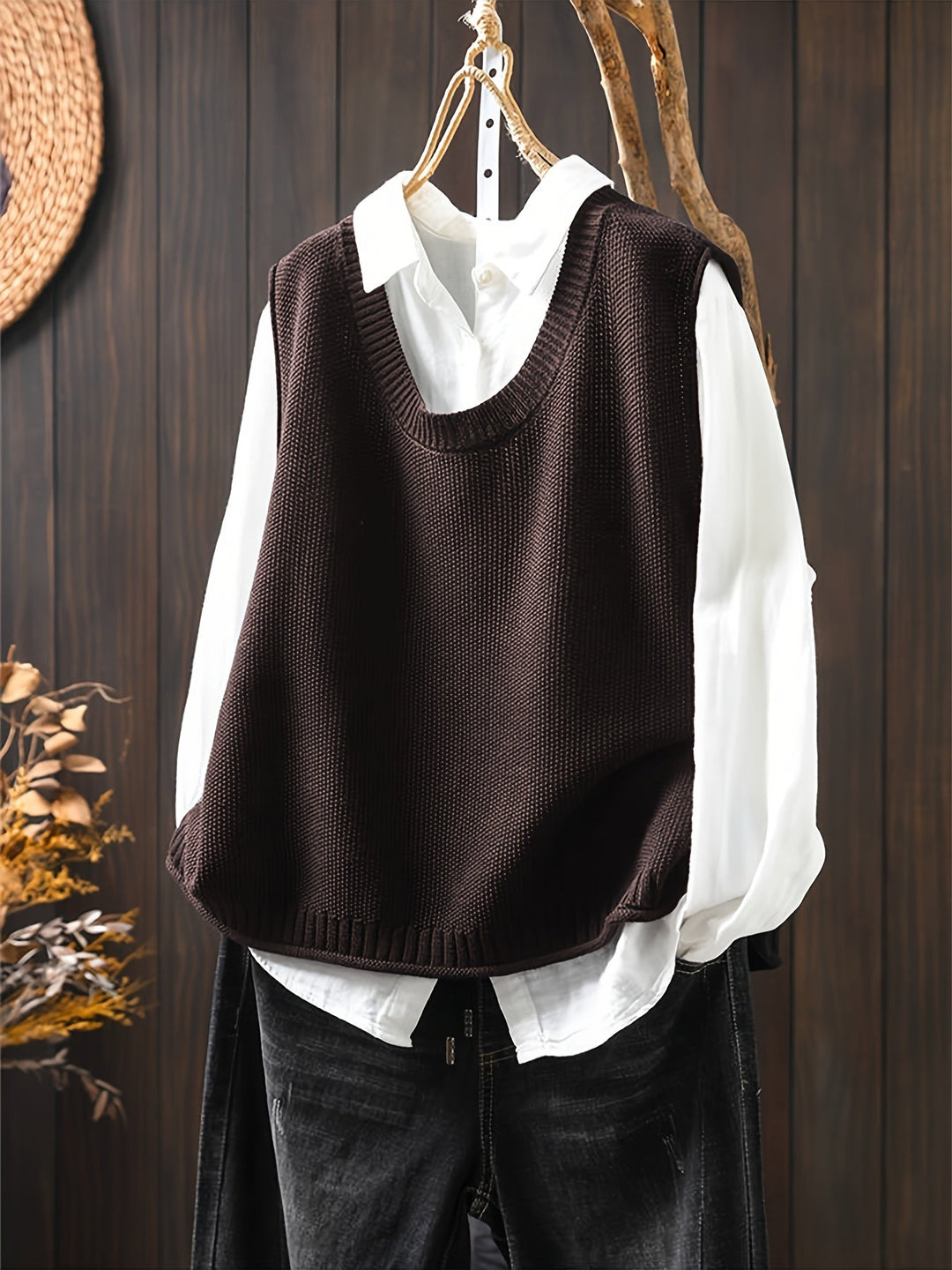 MACKENZIE – BUTTON-BACK KNIT VEST & SHIRT