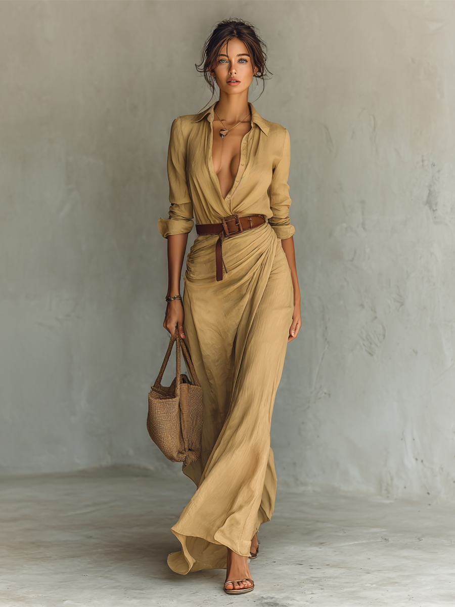 JOCELYNNE – CLASSIC BELTED MAXI DRESS