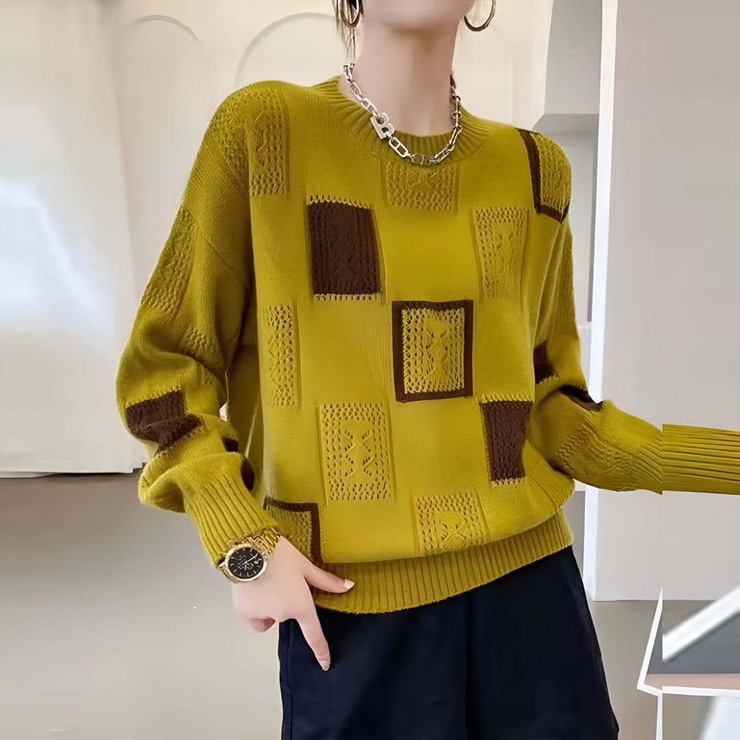 NATALIA – MODERN BLOCK KNIT SWEATER
