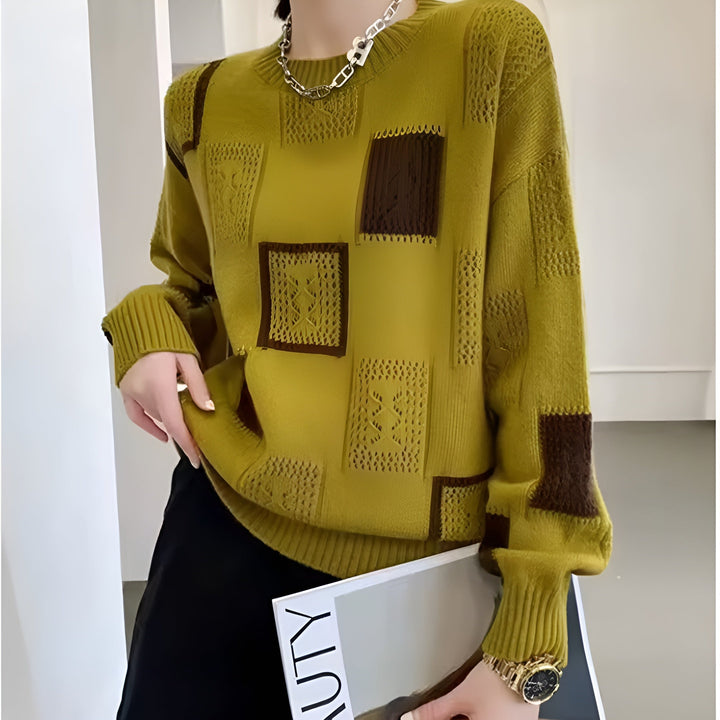 NATALIA – MODERN BLOCK KNIT SWEATER