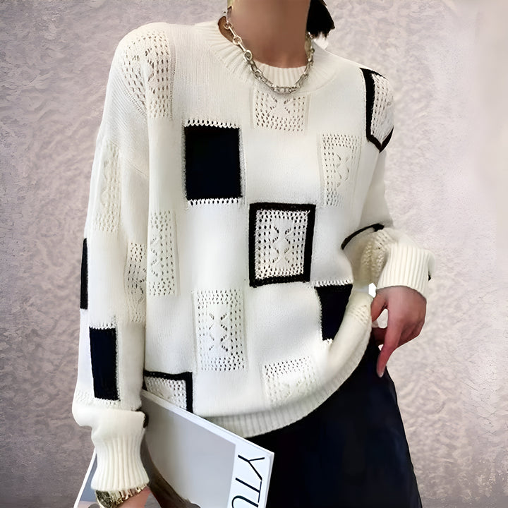 NATALIA – MODERN BLOCK KNIT SWEATER