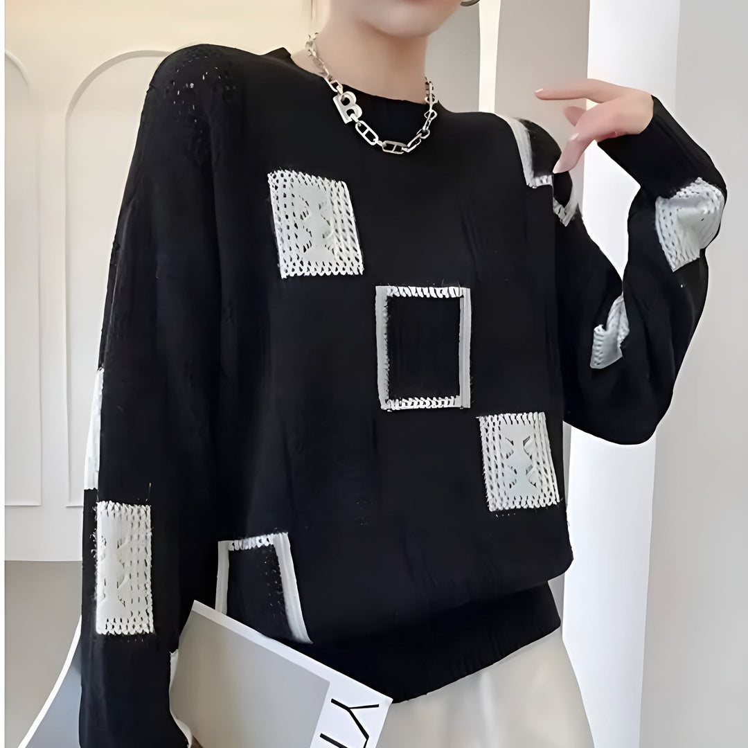 NATALIA – MODERN BLOCK KNIT SWEATER