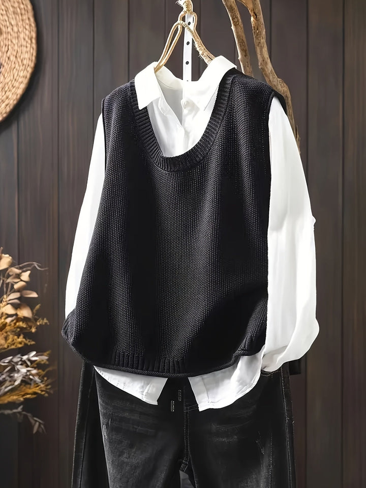 MACKENZIE – BUTTON-BACK KNIT VEST & SHIRT