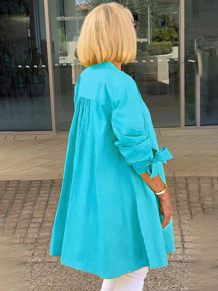 SYLARA – GATHERED BACK COTTON SHIRT JACKET