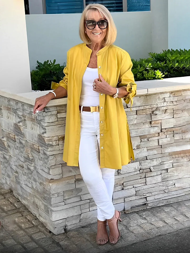 SYLARA – GATHERED BACK COTTON SHIRT JACKET