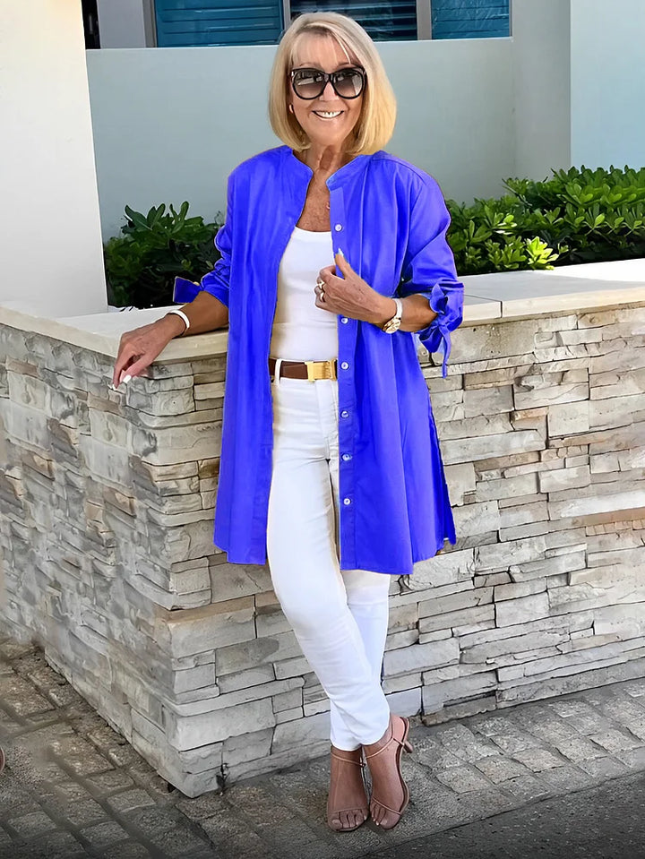 SYLARA – GATHERED BACK COTTON SHIRT JACKET