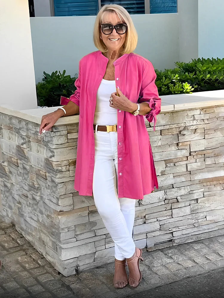 SYLARA – GATHERED BACK COTTON SHIRT JACKET