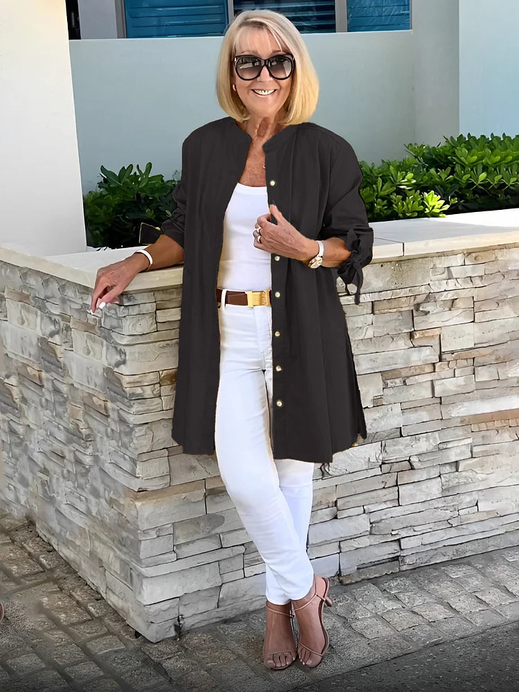 SYLARA – GATHERED BACK COTTON SHIRT JACKET