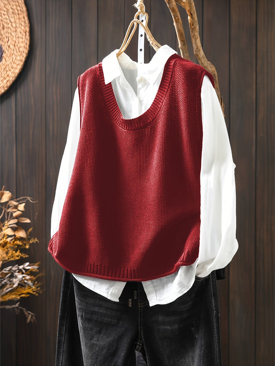 MACKENZIE – BUTTON-BACK KNIT VEST & SHIRT