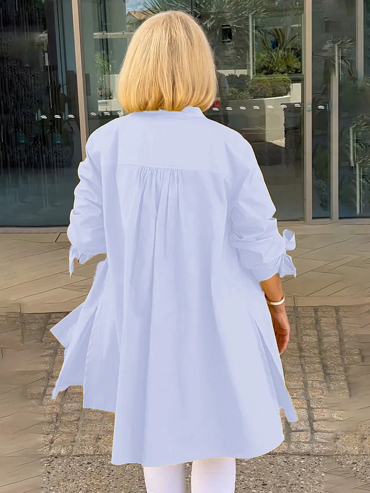 SYLARA – GATHERED BACK COTTON SHIRT JACKET