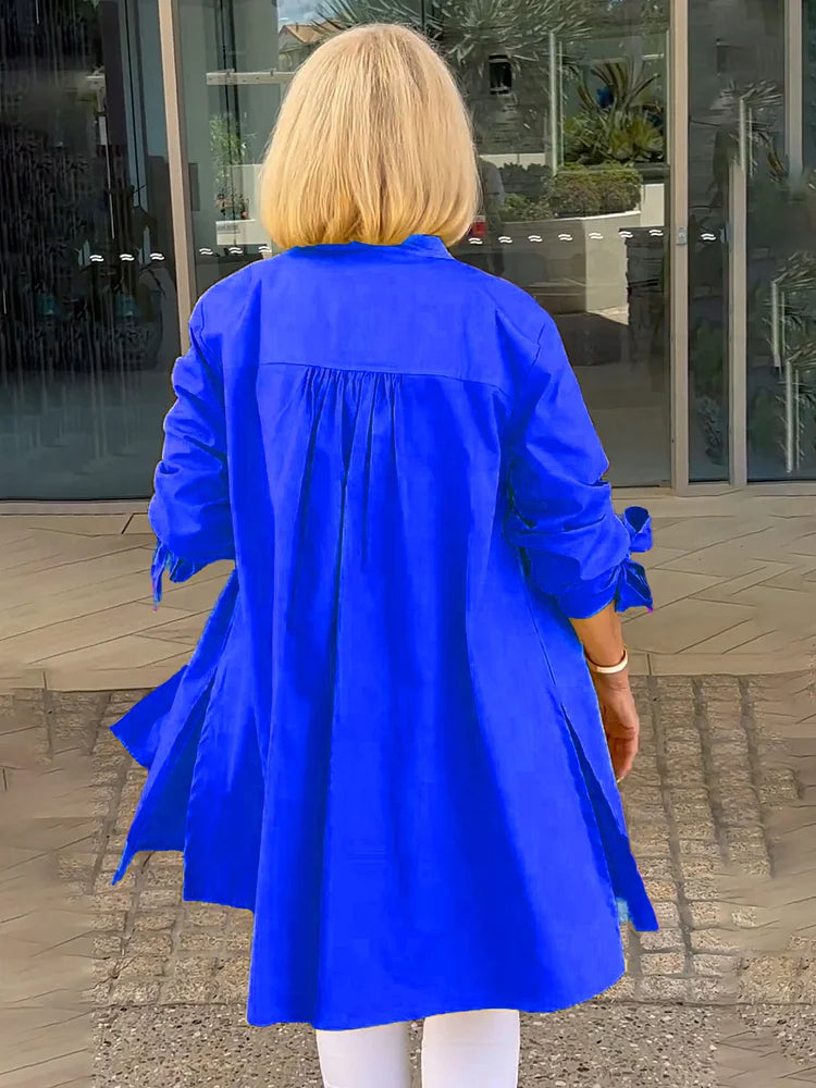 SYLARA – GATHERED BACK COTTON SHIRT JACKET