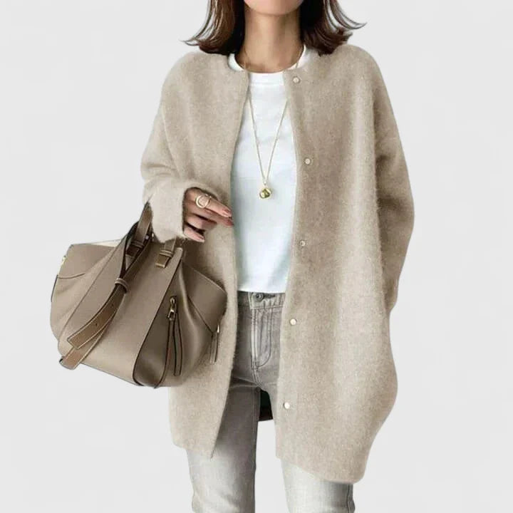 REINA – THE CHIC COLLARLESS CARDIGAN COAT