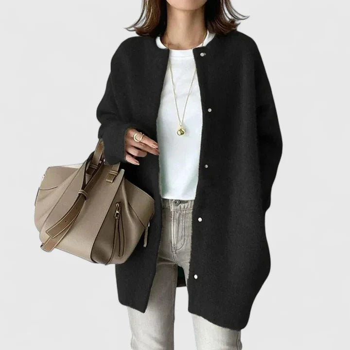 REINA – THE CHIC COLLARLESS CARDIGAN COAT