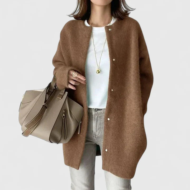 REINA – THE CHIC COLLARLESS CARDIGAN COAT