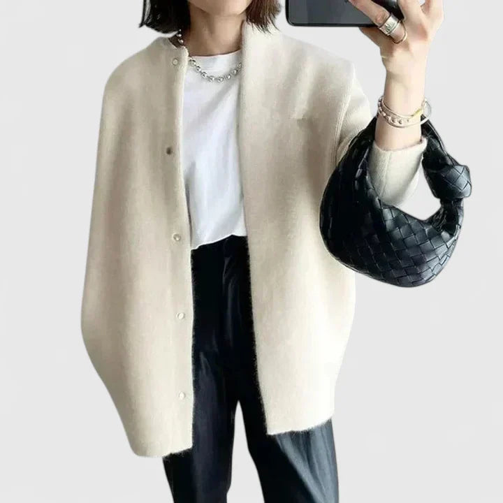 REINA – THE CHIC COLLARLESS CARDIGAN COAT