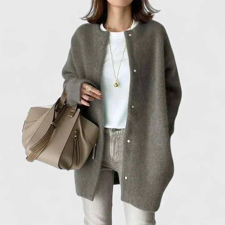 REINA – THE CHIC COLLARLESS CARDIGAN COAT
