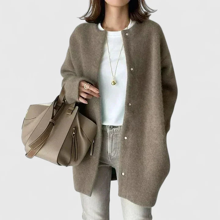 REINA – THE CHIC COLLARLESS CARDIGAN COAT
