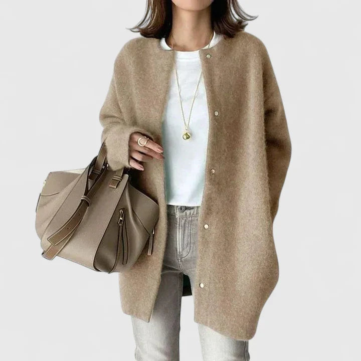 REINA – THE CHIC COLLARLESS CARDIGAN COAT