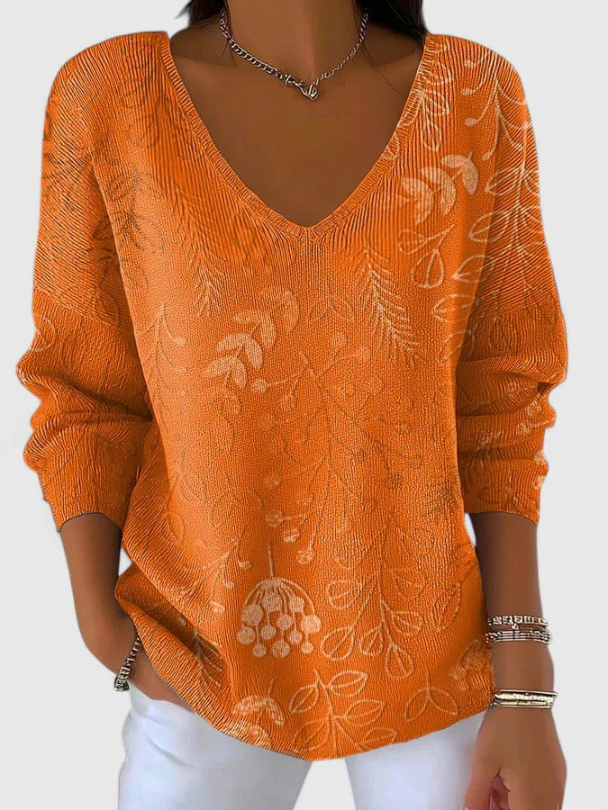 THALIA – THE EMBOSSED V-NECK TOP