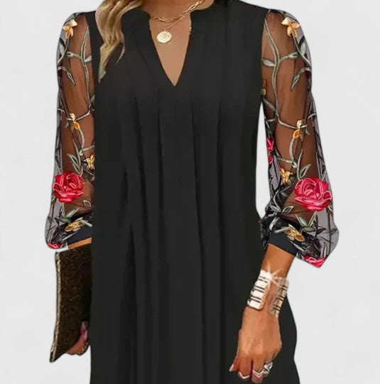 SIENNA – FLORAL SLEEVE ELEGANT DRESS