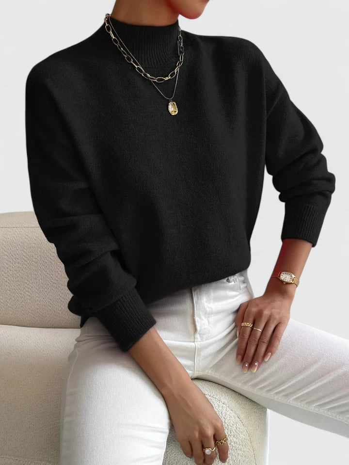 BRIELLE – CHIC HIGH-NECK KNIT SWEATER