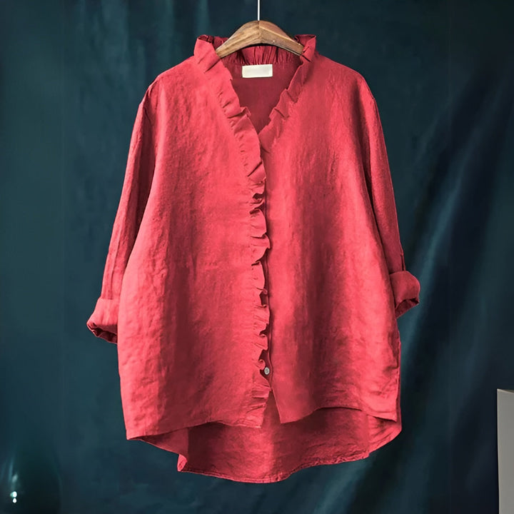 FELICITY – RUFFLED BUTTON-DOWN BLOUSE