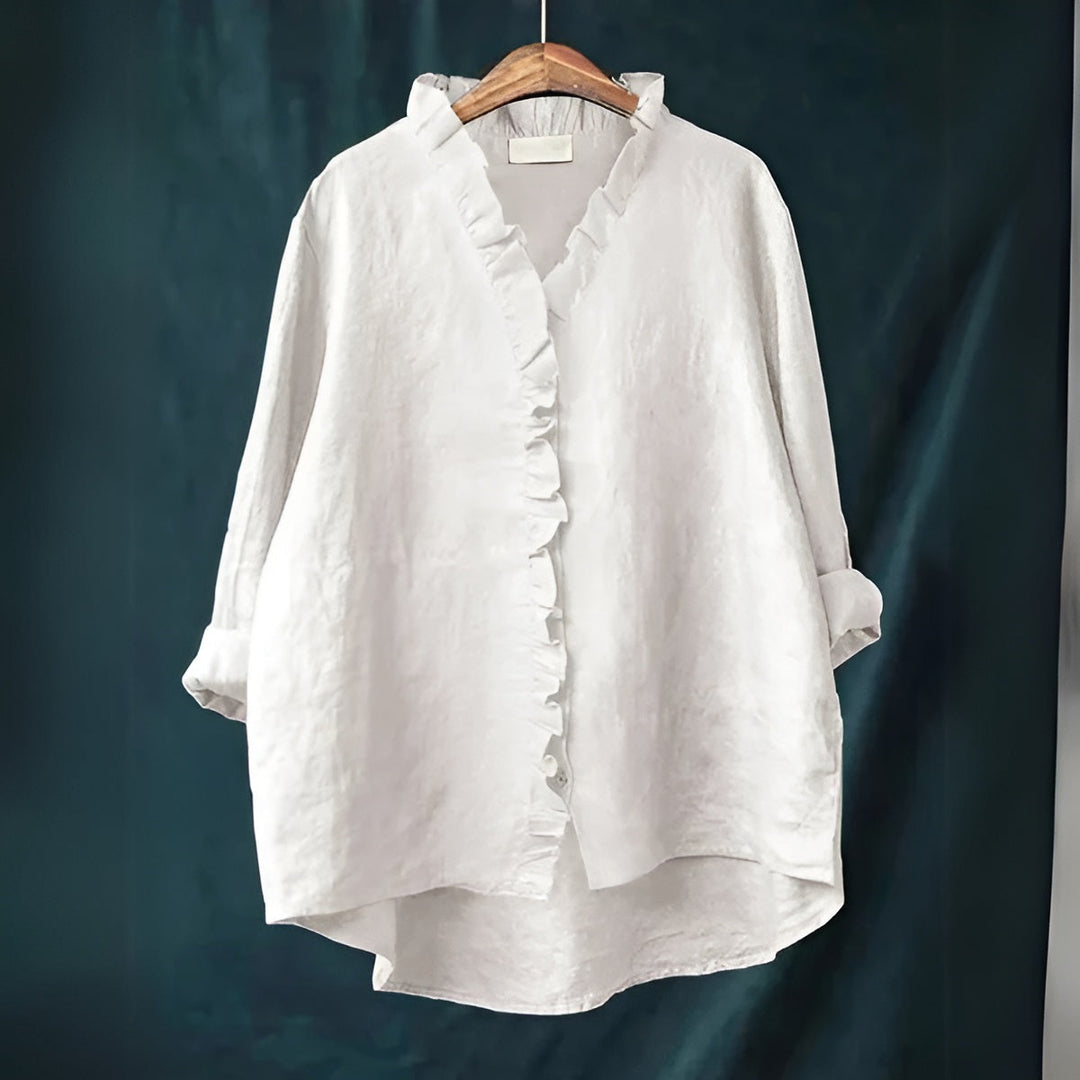 FELICITY – RUFFLED BUTTON-DOWN BLOUSE