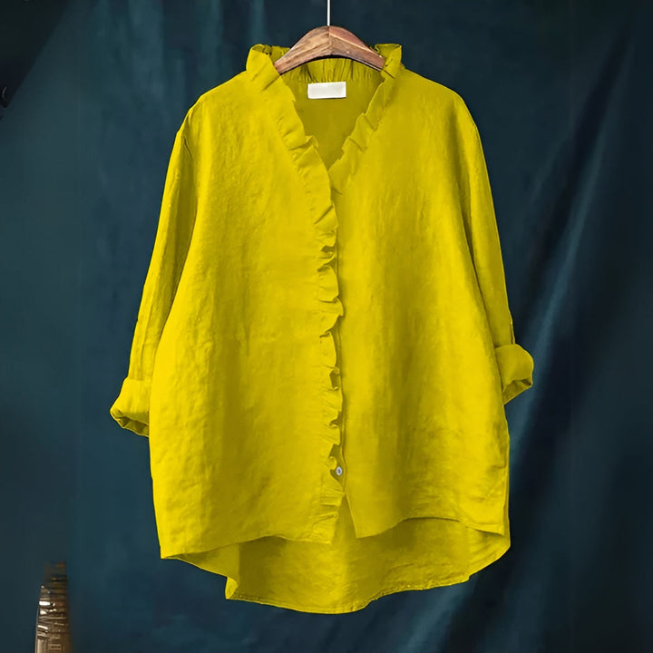 FELICITY – RUFFLED BUTTON-DOWN BLOUSE