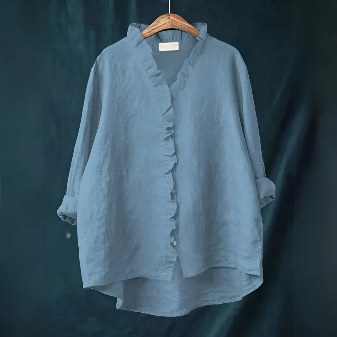 FELICITY – RUFFLED BUTTON-DOWN BLOUSE