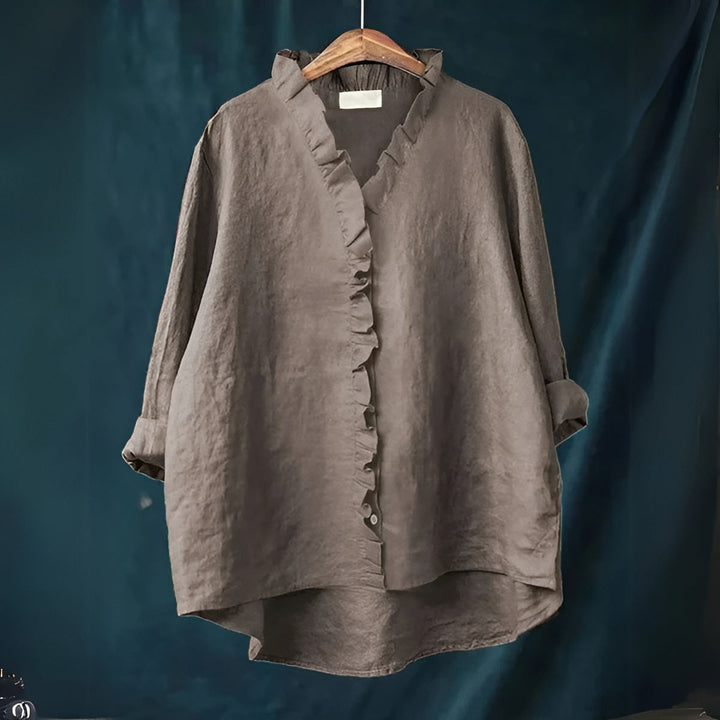 FELICITY – RUFFLED BUTTON-DOWN BLOUSE