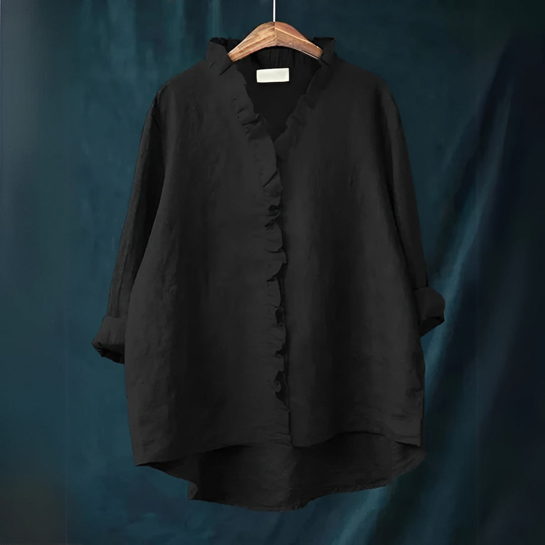 FELICITY – RUFFLED BUTTON-DOWN BLOUSE