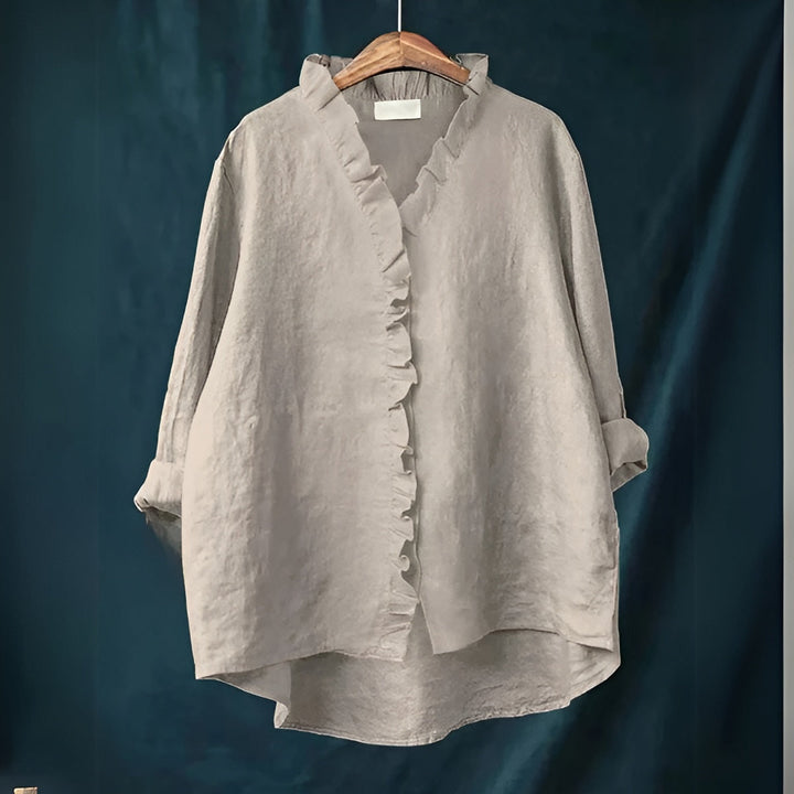 FELICITY – RUFFLED BUTTON-DOWN BLOUSE